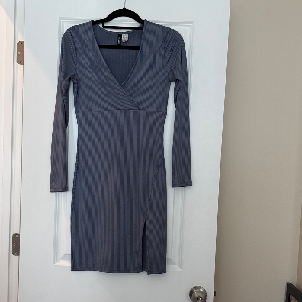 H&M Elegant Long Sleeve Dress in Gray